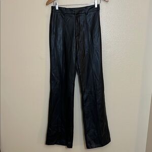 Boa Black Faux Leather Bootcut Pants